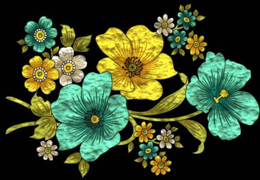 Detaylı desenli parıldayan çiçek desenleri