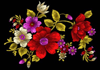 Parlak metal plakalı dijital çiçek sanatı.