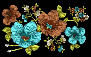 Kabartmalı metal işlemeli süslü botanik kompozisyon