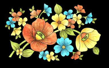 Kenarlar ve çerçeveler için çiçek girdabı bileşimi