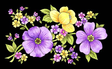 Sayfa dekorasyonu için çiçek vignette süsleyin