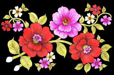 Duvar kağıtları için uygun çiçek demeti çizimi