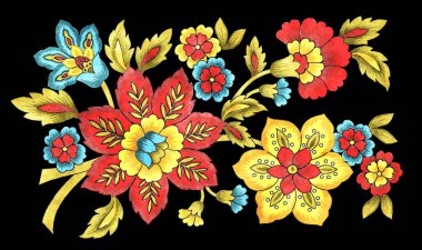 Çeşitli çiçeklerle el çizimi çiçek tasarımı