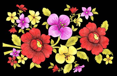 Okaliptüs yeşili renkli suluboya çiçek buketi