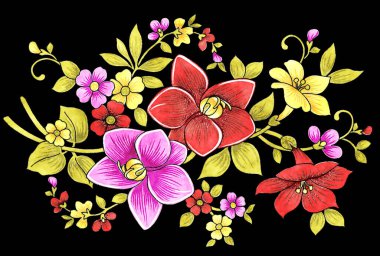 Kusursuz çiçek deseni. suluboya çiçekler, yapraklar, meyveler, tomurcuklar ve çiçekler. elle boyanmış suluboya arkaplan