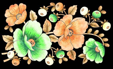 Elle boyanmış suluboya çiçeksiz desen.