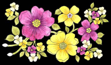 Kırsal, suluboya, kırtasiye için çiçek buketi