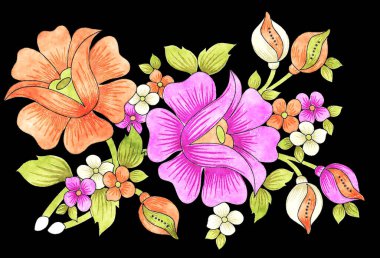 Paketleme için dekoratif suluboya çiçek elementi