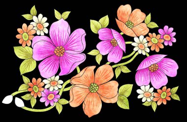 Parlak ve canlı suluboya çiçek buketi dijital sanat