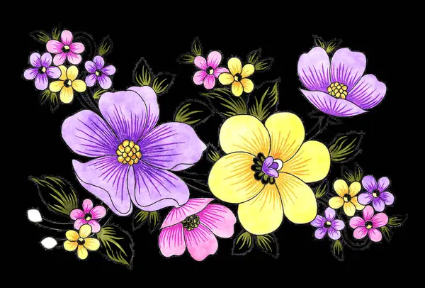 Kart tasarımı ve yapıştırma kitabı için klasik çiçek buketi