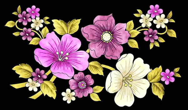 suluboya çiçekler, botanik çizimler