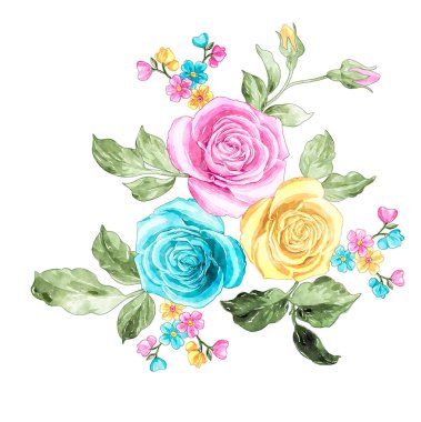 Bahçe çiçeklerinin detaylı botanik suluboya çizimleri.