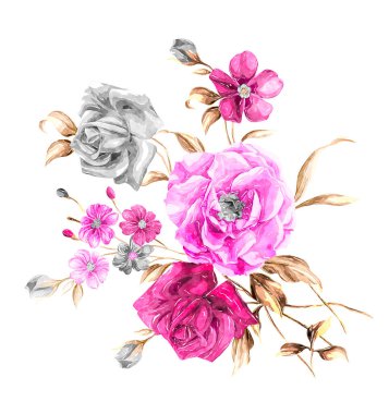 Çiçekli dekoratif çiçek kompozisyonu