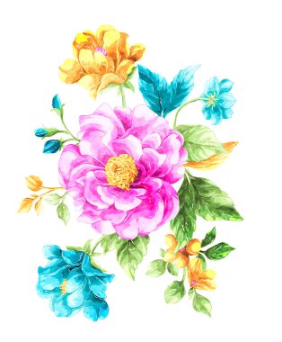 Beyaz arkaplanda çiçeğin suluboya resmi