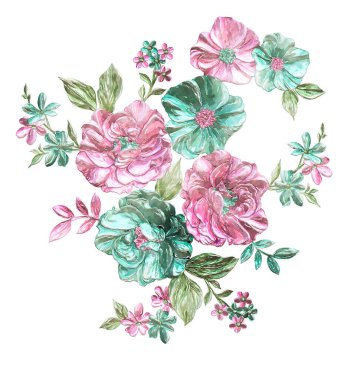 suluboya pembe ve beyaz güller