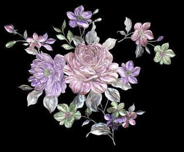 suluboya çiçekler ve yapraklar, resim, resim