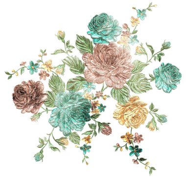 Gül ve şakayık buketi