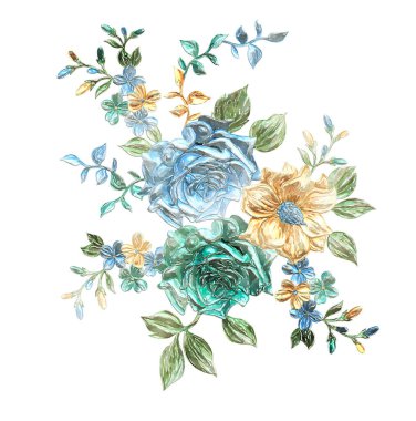 beyaz zemin üzerine suluboya çiçek