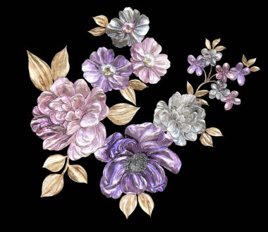 Çiçekler ve yapraklarla suluboya deseni