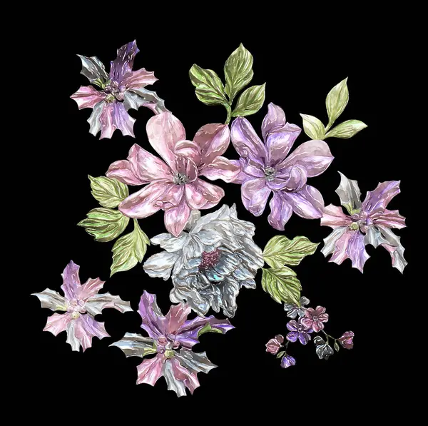 Beyaz arka planda izole edilmiş çiçek ve yapraklarla suluboya çizimi. Elle boyanmış çiçek deseni. düğün davetiyeleri.