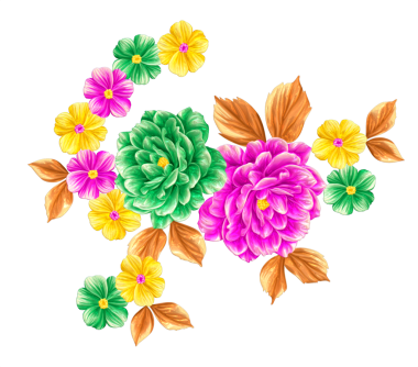 Renkli şakayık ve gül çiçeği deseni