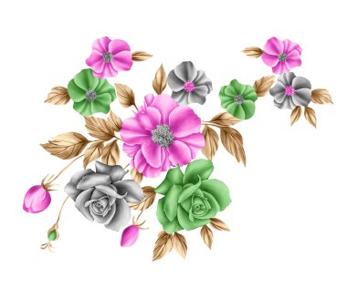 Kartpostal için güzel çiçek süslerinin vektör çizimi