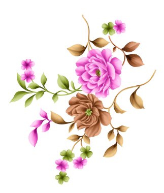 Pembe çiçekli bir buketin vektör çizimi