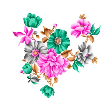 Kartpostal için güzel çiçek süslerinin vektör çizimi