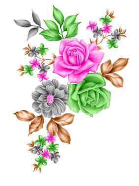 Kartpostal için güzel çiçek süslerinin vektör çizimi