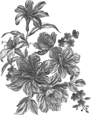 Stilize çelik gül süsü, eski metalik bahçe florası.