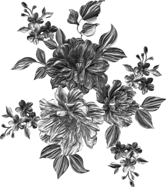 Metal tarzında klasik çiçek illüstrasyonu