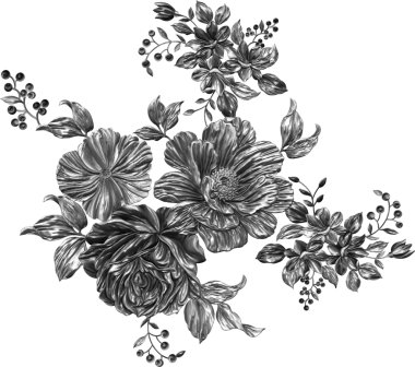 Metalik uçlu desenli çiçek buketi.