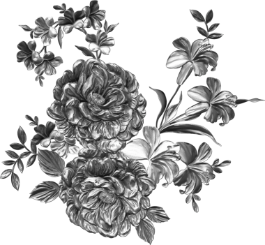 Detaylı desenli metalik çiçek deseni çizimi