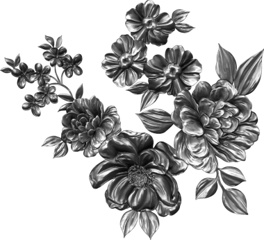 Detaylı desenli metalik çiçek deseni çizimi