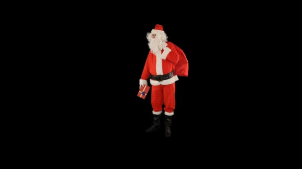 Kerstman Geeft Een Cadeau Aan Iemand Luma Matte Bevestigd — Stockvideo