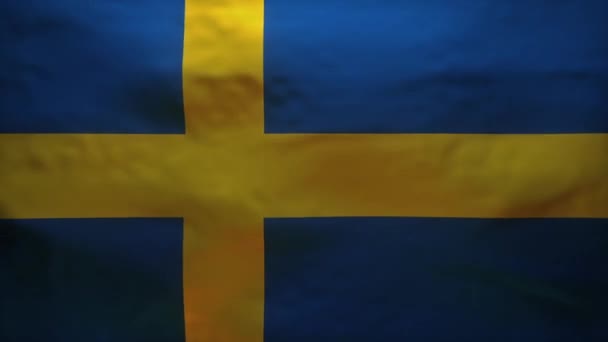 瑞典国旗被撕破以显示感染了Coronavirus Covid 19的血液流 — 图库视频影像