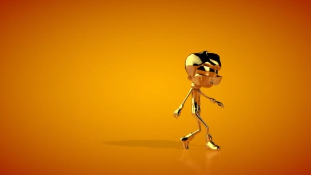 Golden Boy Hip Hop Side Step Dance Nahtlose Schlaufe Orangefarbenes — Stockvideo