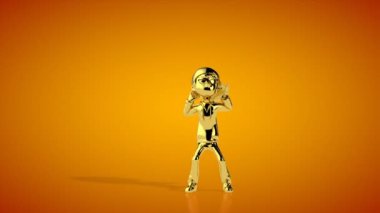 Pürüzsüz dans eden altın çocuk, turuncu stüdyo