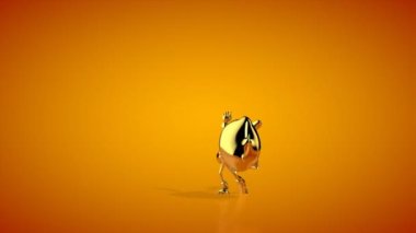 Golden boy ending a hip hop dance, orange studio, Luma Matte attached