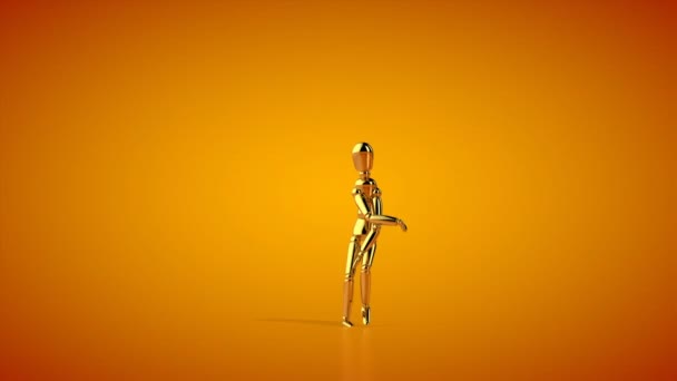 Funny Golden Mannequin Hip Hop Side Step Dancing Seamless Loop — Video