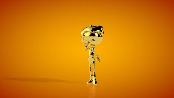 Golden Boy Doing Twist Dance Seamless Loop Orange Studio — Wideo stockowe