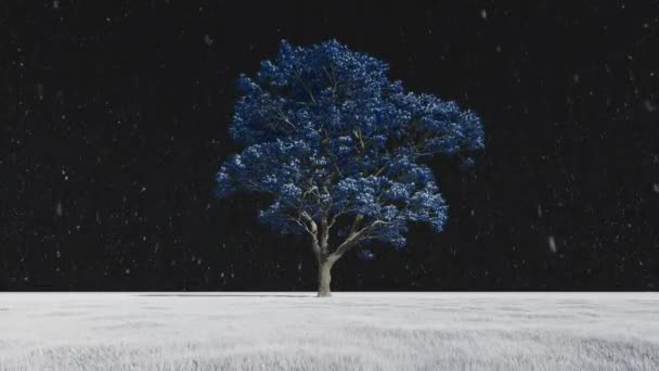 Árvore Vida Mudando Cor Das Folhas Inverno Alpha Channel — Vídeo de Stock