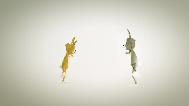Великодня Пара Кроликів Танцює Безшовна Петля — стокове відео