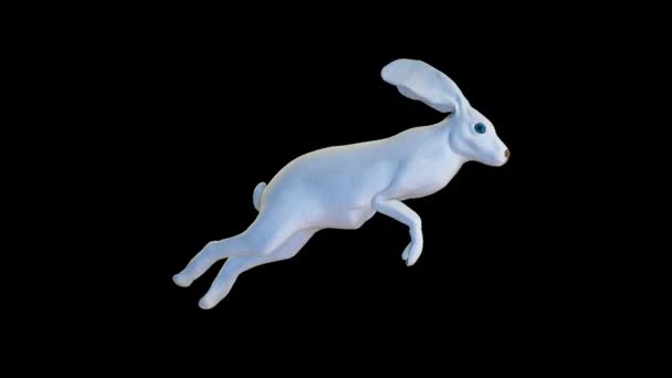 青い目の白いウサギが走り イースターエッグハント ループ ルママット — ストック動画