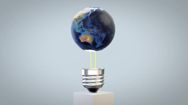Planète Terre Tournant Sur Une Ampoule Boucle Luma Matte — Video