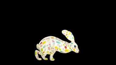 Mavi gözlü tavşan. Paskalya konsepti, döngü, Alfa Kanalı 'nda koşuyor.