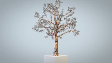 Üç boyutlu değerli metal ağaç zaman dilimi büyür, Luma Matte