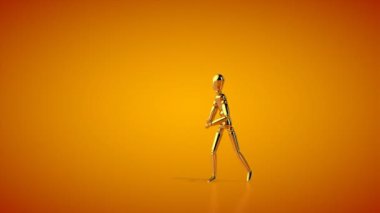 Komik altın manken hip hop yan basamağı, kusursuz döngü, turuncu stüdyo