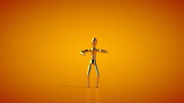Tavuk dansı yapan komik altın manken, kusursuz döngü, turuncu stüdyo