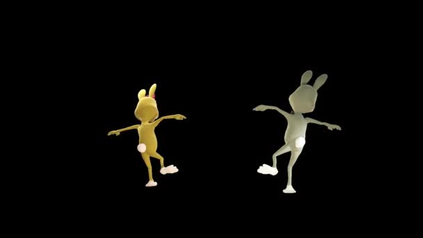Easter Couple Rabbits Dancing Seamless Loop Luma Matte — Stock Video